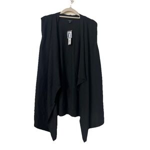 Apt. 9 size  1X‎ black sleeveless open front Flyaway sweater Cardigan New $44